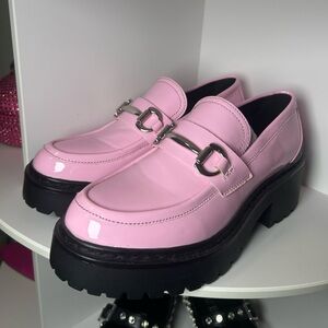 New Steve Madden Pink Loafers with Silver Buckle